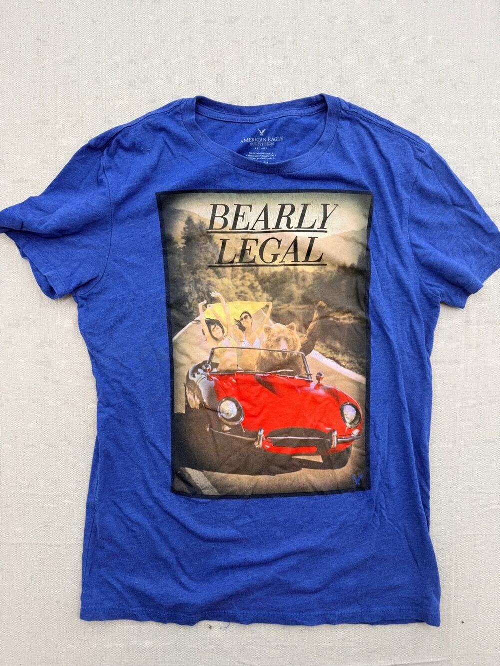 American Eagle 'Bearly Legal' Graphic Tee - Royal Blue